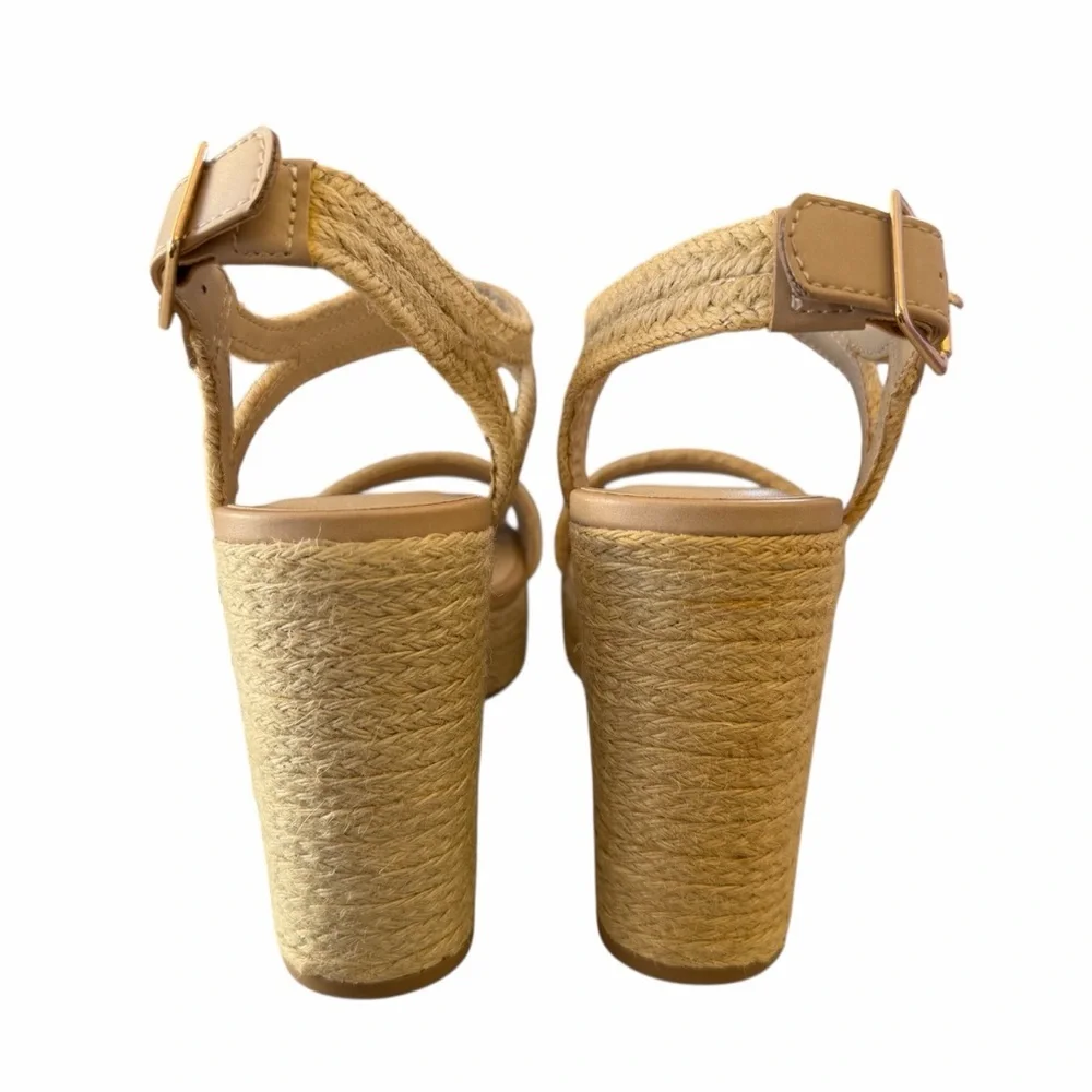 Soda Platform Heeled Jute Womens 8.5 Sandals Natural Spring Summer Vacation Boho
